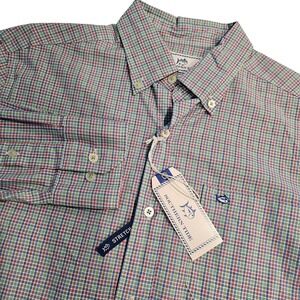 Southern Tide Men's Sport Shirt Coral Reef Cocodella Check Stretch Classic Small